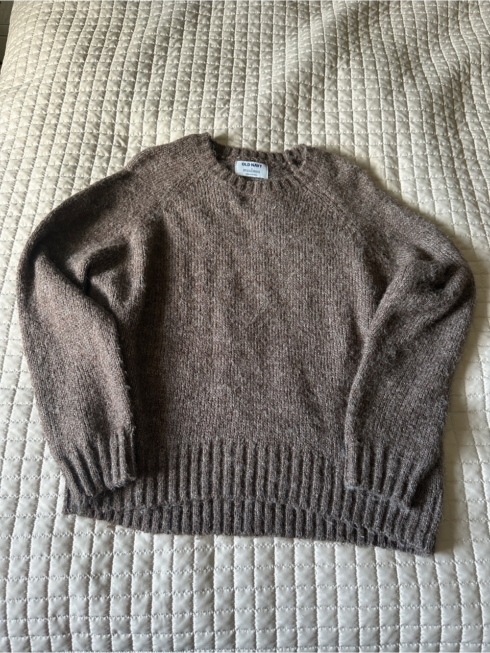 Old Navy Heathered Taupe Brown Crewneck Sweater
